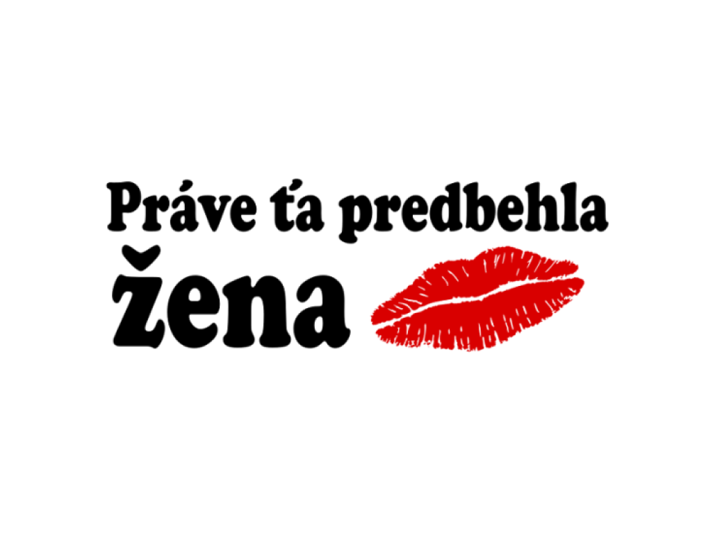 Nálepka "práve ťa predbehla žena" 20x10cm