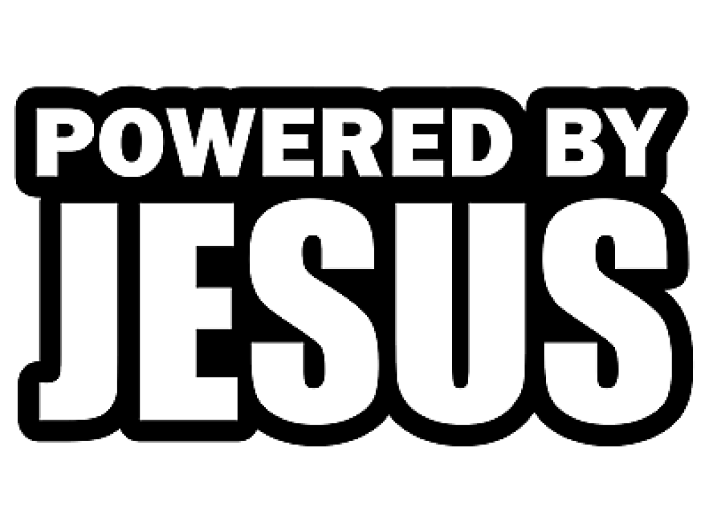 Nálepka "Powered by jesus" 15x10cm