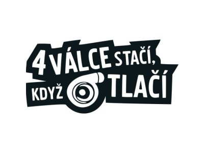 Nálepka "4 válce stačí když turbo tlačí" 15x10cm