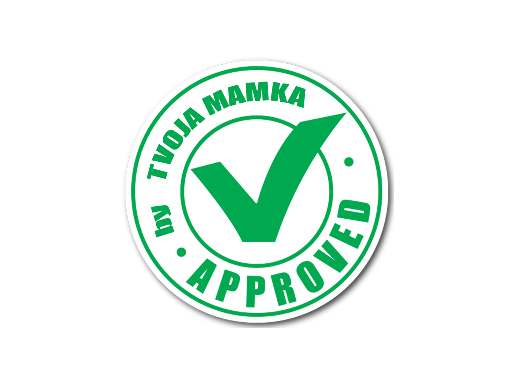Nálepka "Approved by tvoja mamka" 10x10cm