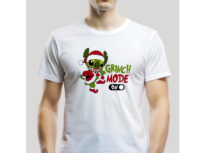 Tričko Unisex "Grinch Mode Stitch" Biele